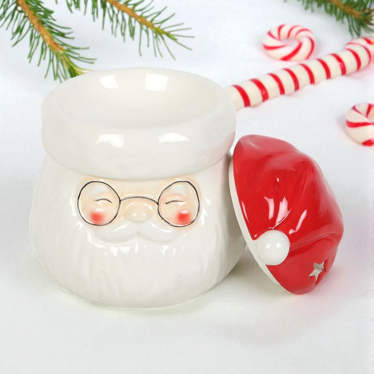 jolly santa face ceramic tealight warmer