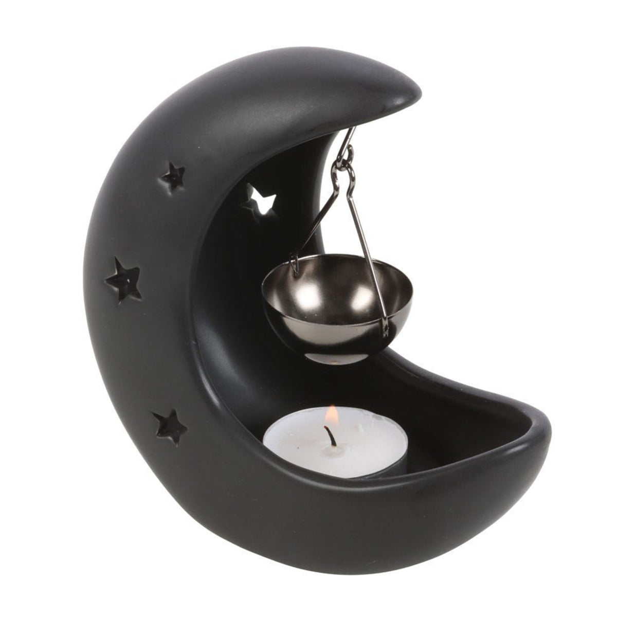 Black Crescent Moon Oil Burner