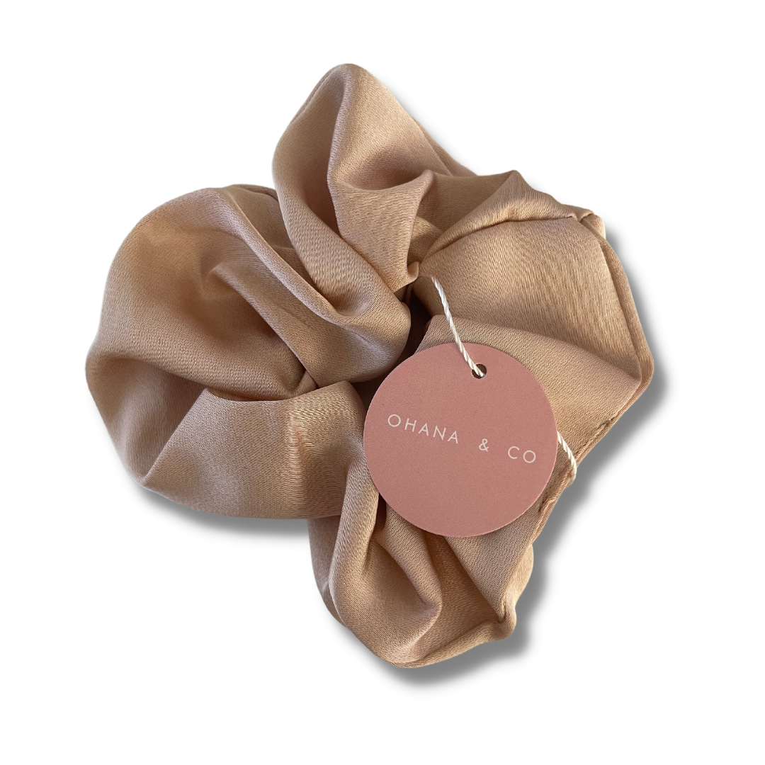 Biege Satin Hair Scrunchie - A Lil Luxury