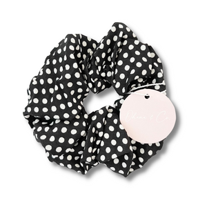 Black Dots Hair Scrunchie - A Lil Luxury