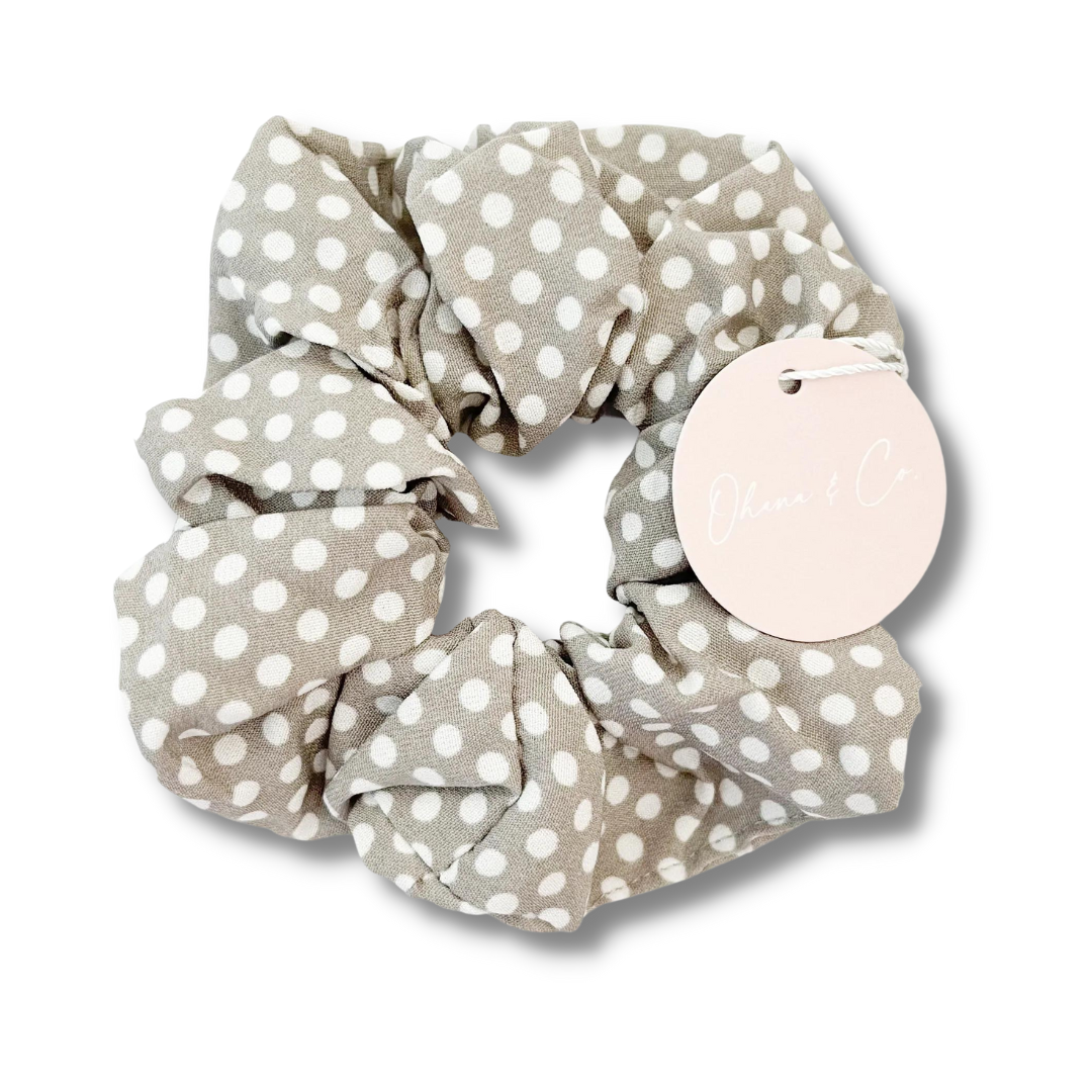 Grey Dots Hair Scrunchie - A Lil Luxury