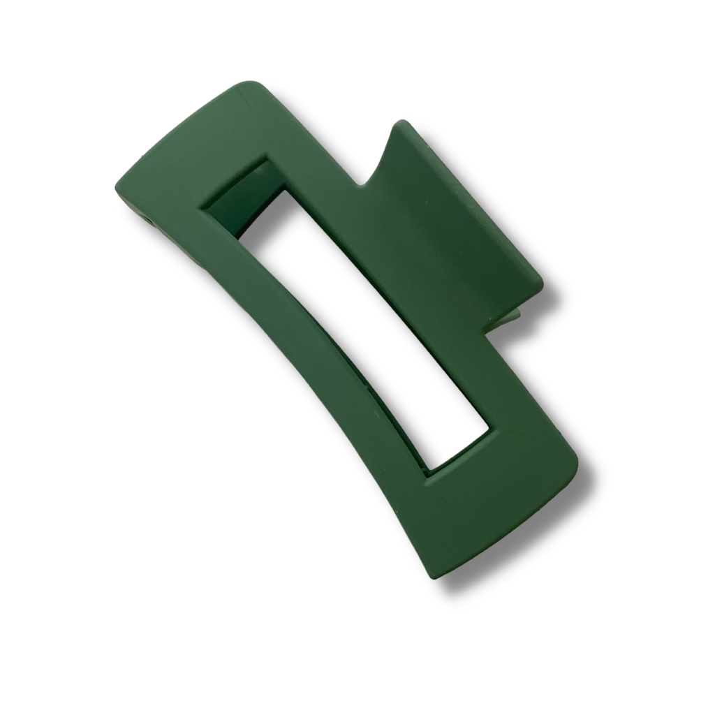 Olive Green Rectangle Hair Claw Clip - A Lil Luxury