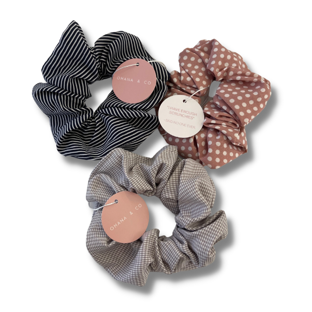 Patterned Hair Scrunchies - A Lil Luxury