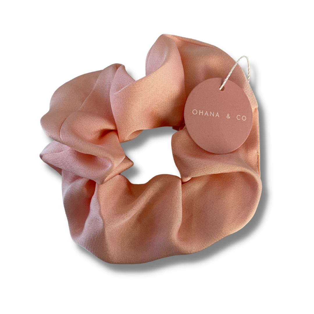 Peach Satin Hair Scrunchie - A Lil Luxury