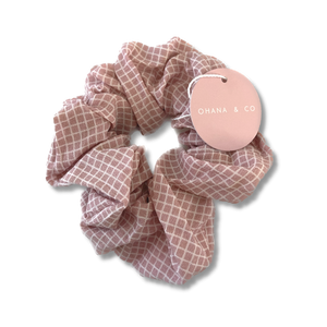 Pink Checker Hair Scrunchies - A Lil Luxury