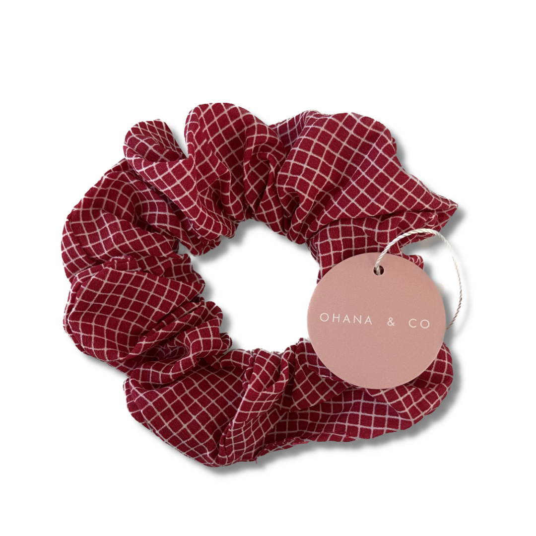 Red Checker Hair Scrunchie - A Lil Luxury